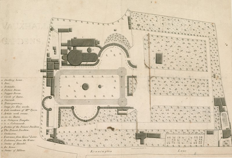 Grunnplan for Vauxhall Gardens, London av English School