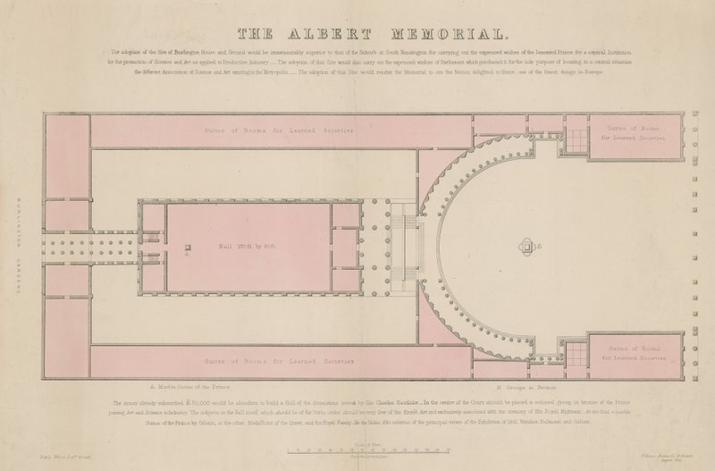 Grunnplan for Albert Memorial, som foreslått ved Burlington House av English School