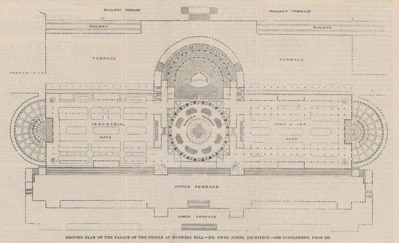 Grunnplan for Palace of the People ved Muswell Hill av English School