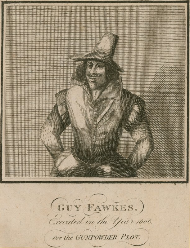Guy Fawkes, henrettet i år 1606 for kruttplanen av English School