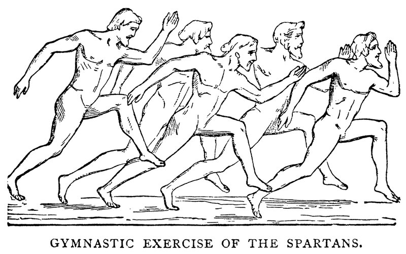 Gymnastikkøvelse for spartanerne, illustrasjon fra The Illustrated History of the World, ca. 1880 av English School