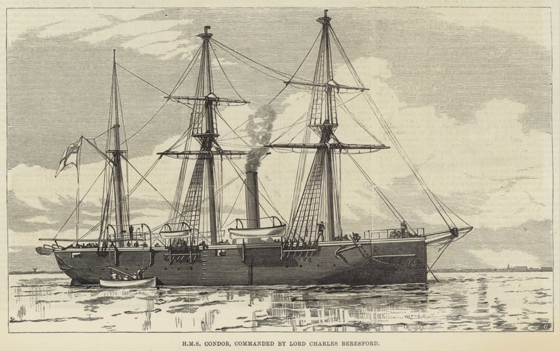 HMS Condor, kommandert av Lord Charles Beresford (gravering) av English School