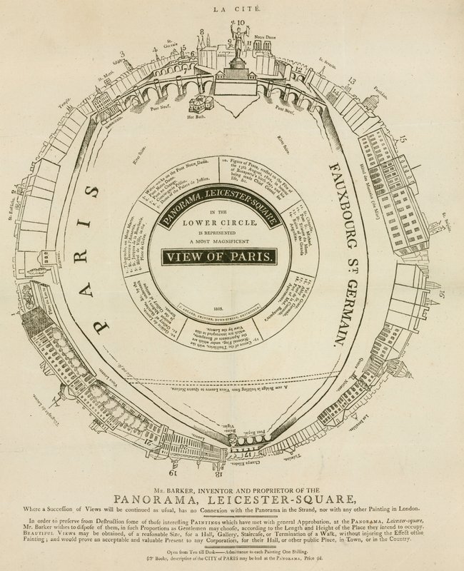H A Barkers utsikt over Paris, Panorama, Leicester Square, London av English School