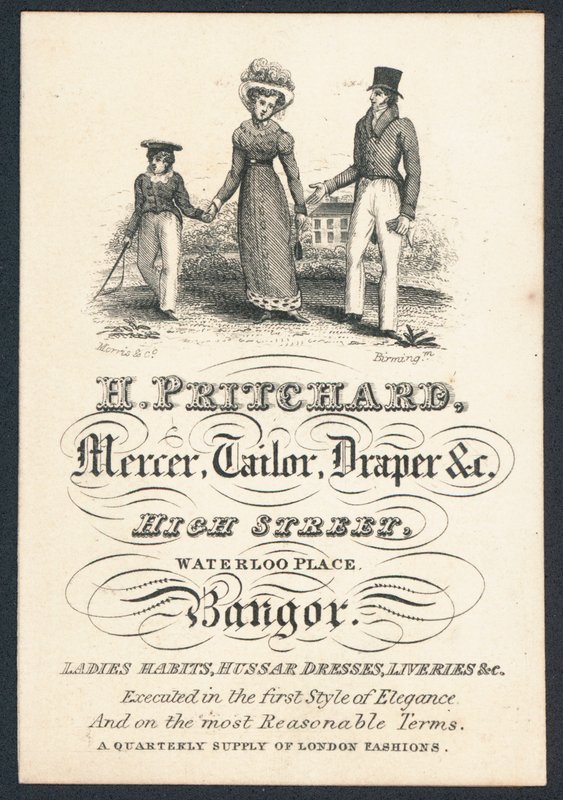 H Pritchard, mercer, skredder og draper, handelskort av English School