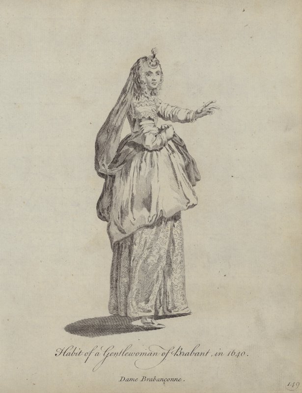 Vanen til en gentlewoman fra Brabant i 1640 av English School