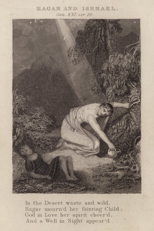 Hagar og Ismael, Genesis XXI, ver 19 (gravering) av English School