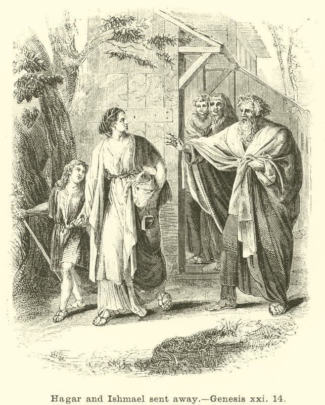 Hagar og Ismael sendte bort, 1. Mosebok, xxi, 14 av English School