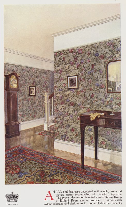Hall og trapp (farge litho) av English School