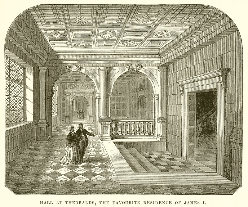 Hall på Theobalds, favorittboligen til James I av English School