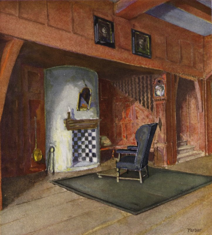 Hall i et landsted (farge litho) av English School