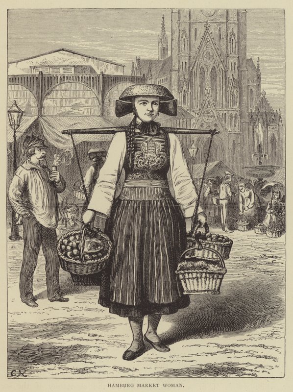 Hamburg Market Woman (gravering) av English School