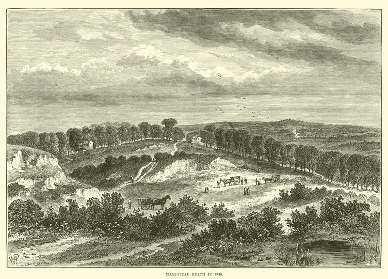 Hampstead Heath i 1840 (gravering) av English School