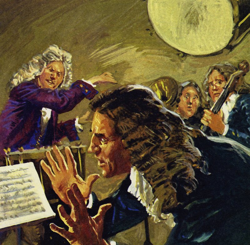 Händel kastet en gang en kjeletromme på en orkesterleder av English School