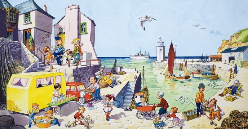 Havnescene (med skjulte bilder) av English School