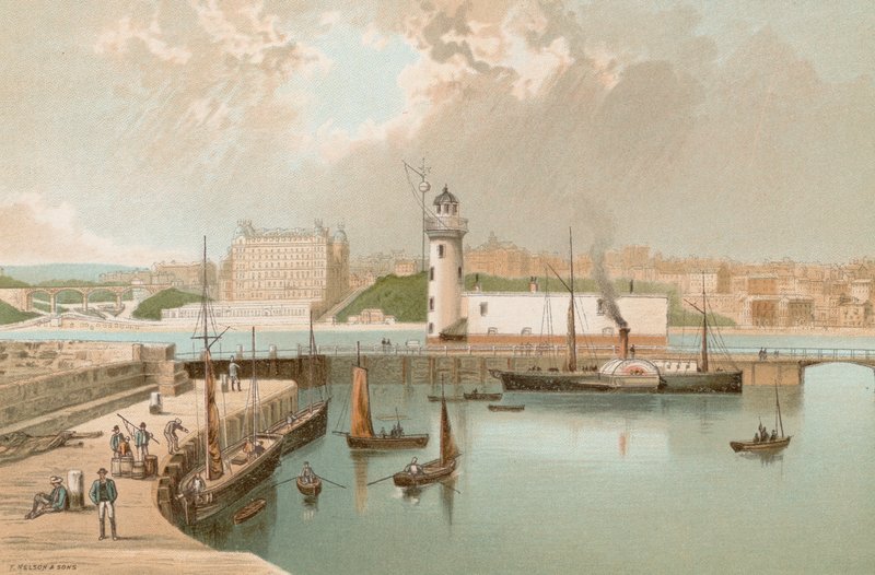 Harbour og Lighthouse--Scarborough av English School