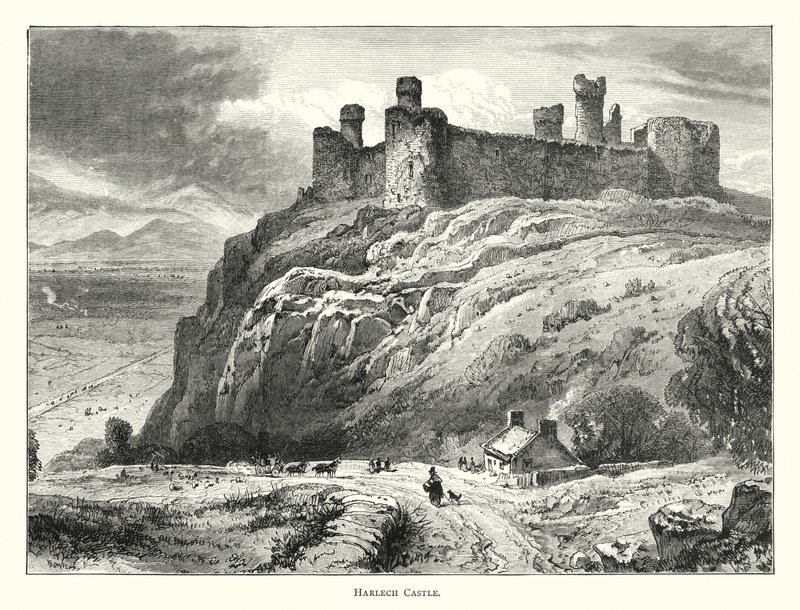 Harlech Castle (gravering) av English School