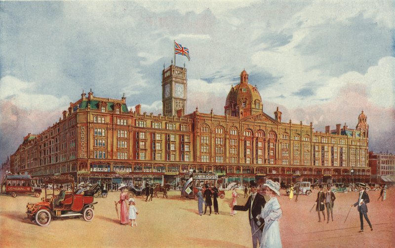 Harrods, som viser Coronation Tower lagt til for å minnes kroningen av kong George V av English School