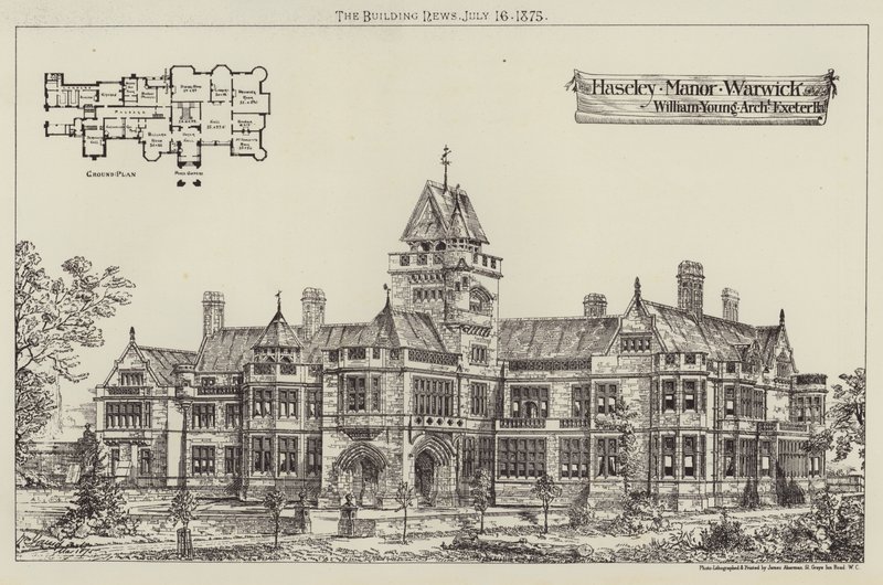 Haseley Manor, Warwick (gravering) av English School
