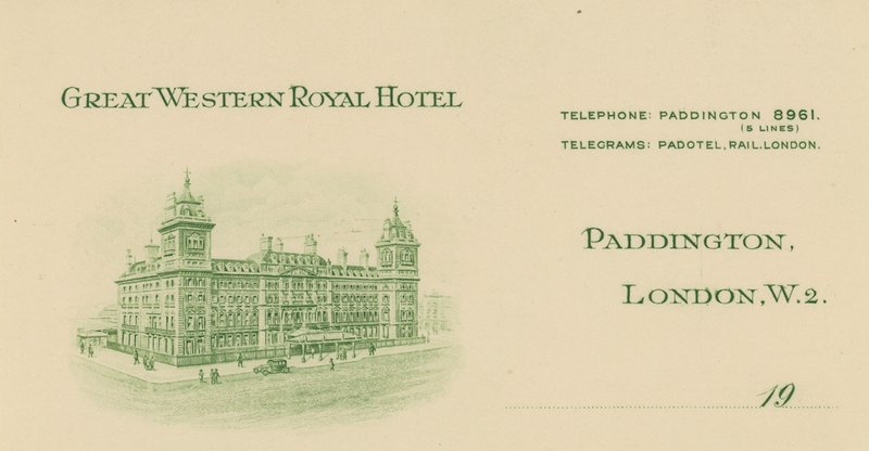 Notatpapir fra Great Western Royal Hotel av English School