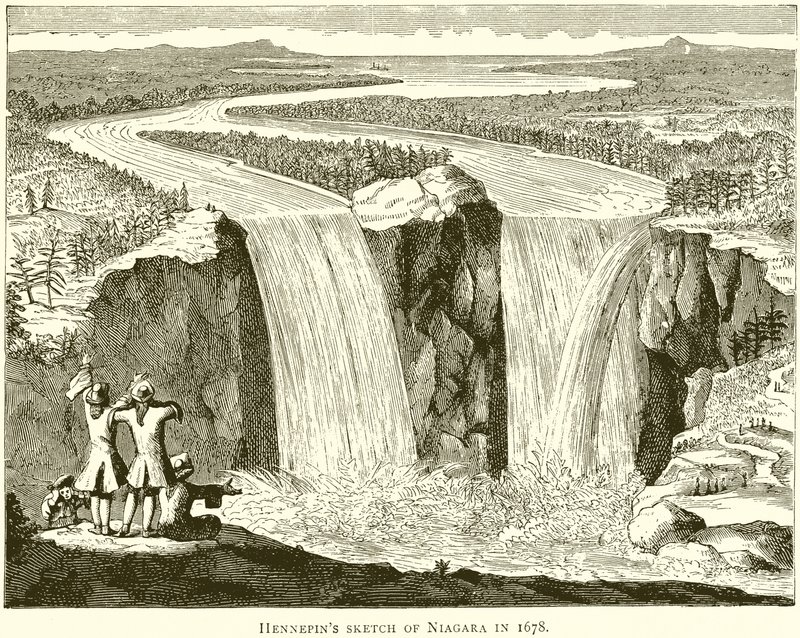 Hennepins Sketch of Niagara i 1678 av English School