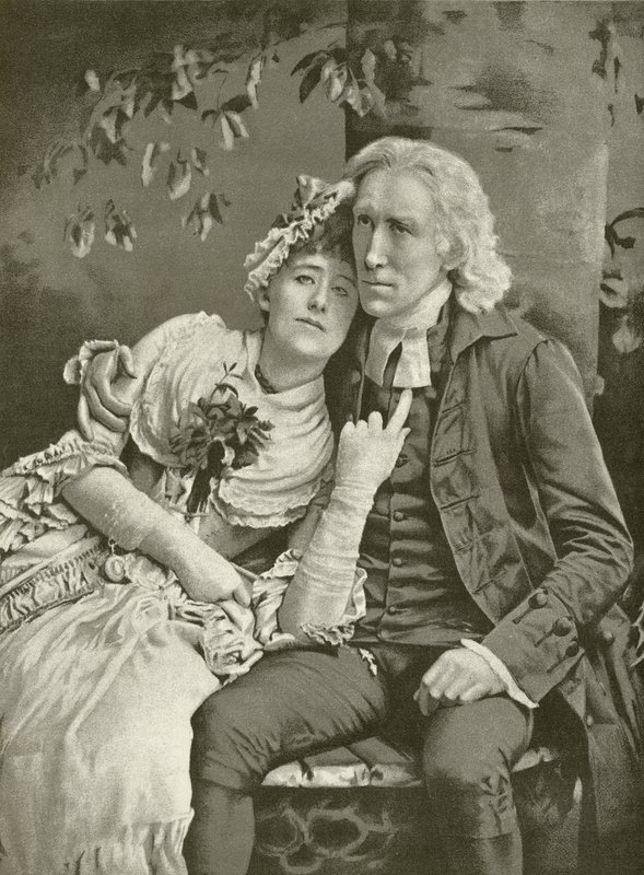 Henry Irving som vikaren og Ellen Terry som Olivia (gravyr) av English School
