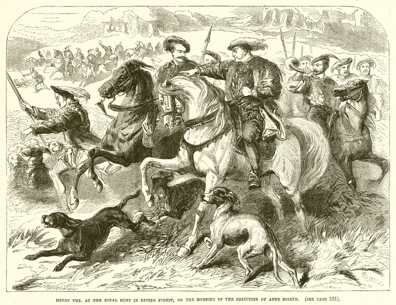 Henrik VII. på Royal Hunt i Epping Forest, om morgenen henrettelsen av Anne Boleyn av English School
