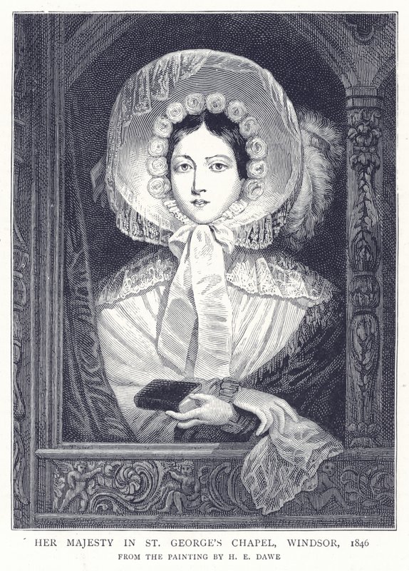 Hennes Majestet i St. Georges Chapel, Windsor, 1846 av English School