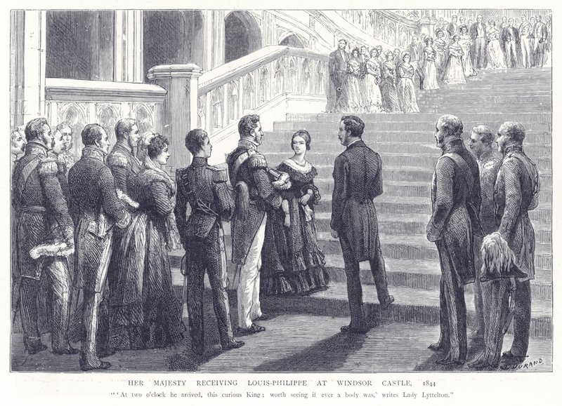 Hennes Majestet mottok Louis-Philippe på Windsor Castle, 1844 av English School