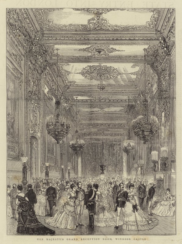 Hennes Majestets store mottaksrom, Windsor Castle (gravering) av English School