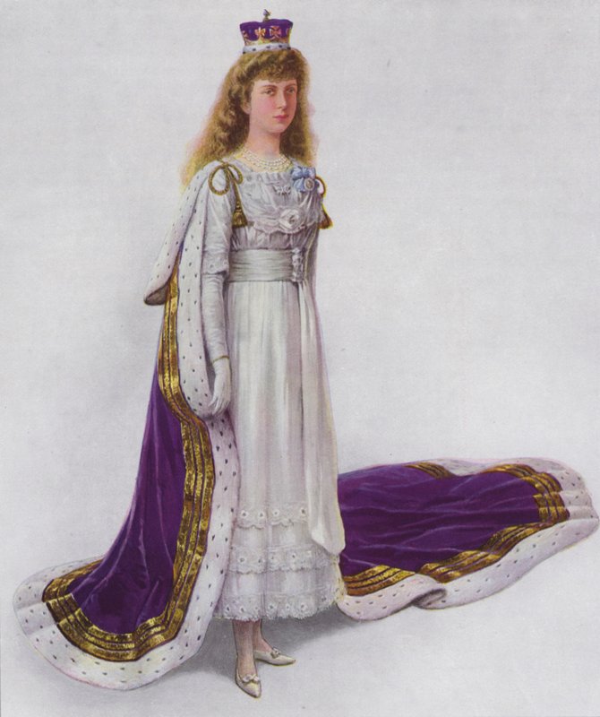 Hennes Kongelige Høyhet Prinsesse Mary i kroningskappe av English School