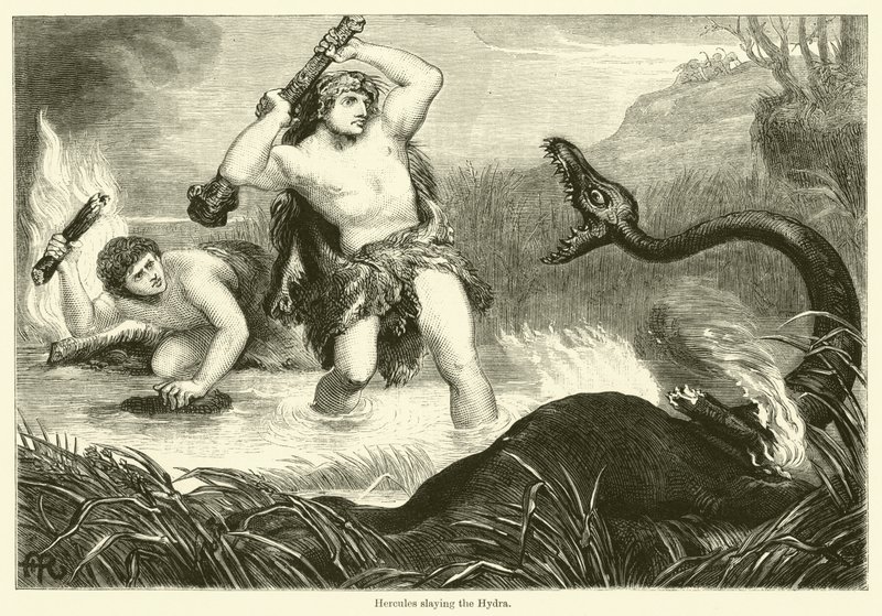 Hercules dreper Hydra (gravering) av English School