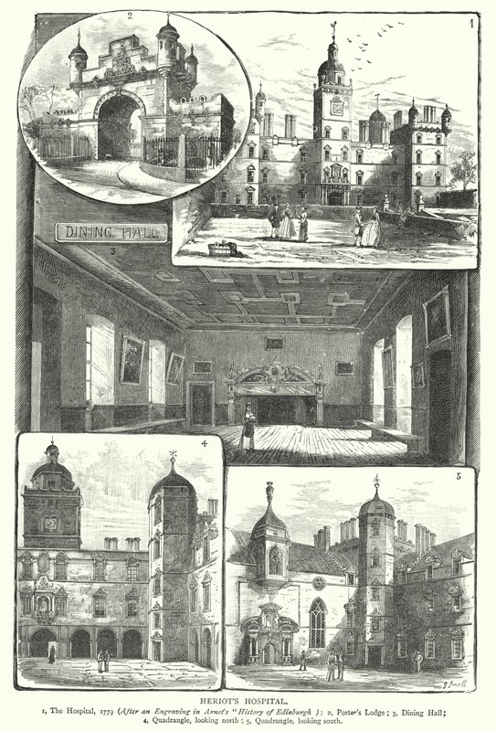Heriot's Hospital (gravering) av English School