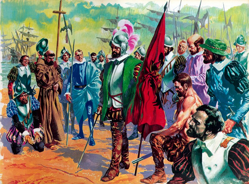 Hernando Cortes ankom Mexico i 1519 av English School