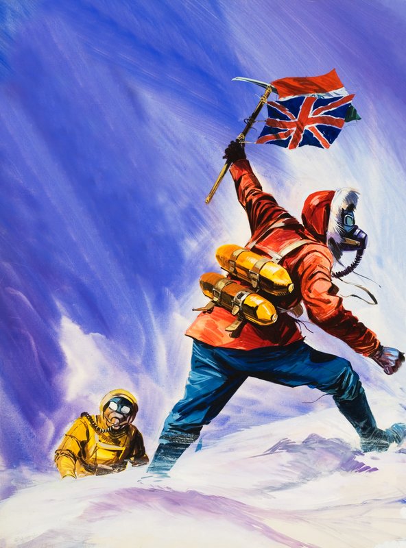 Hillard og Tensing på toppen av Mount Everest av English School