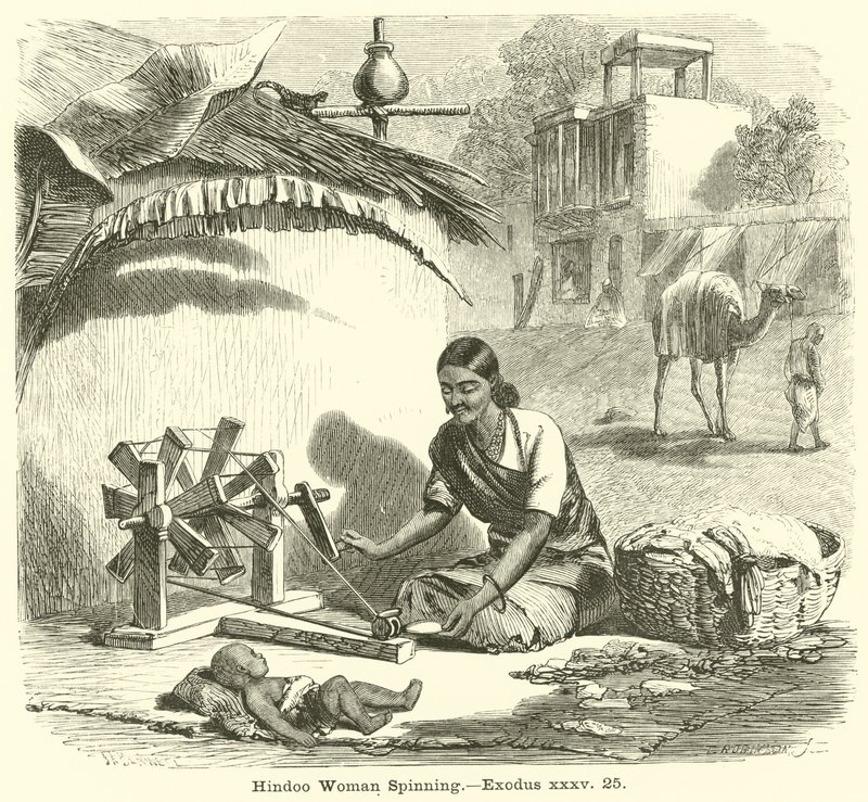 Hindoo Woman Spinning, Exodus, xxxv, 25 av English School