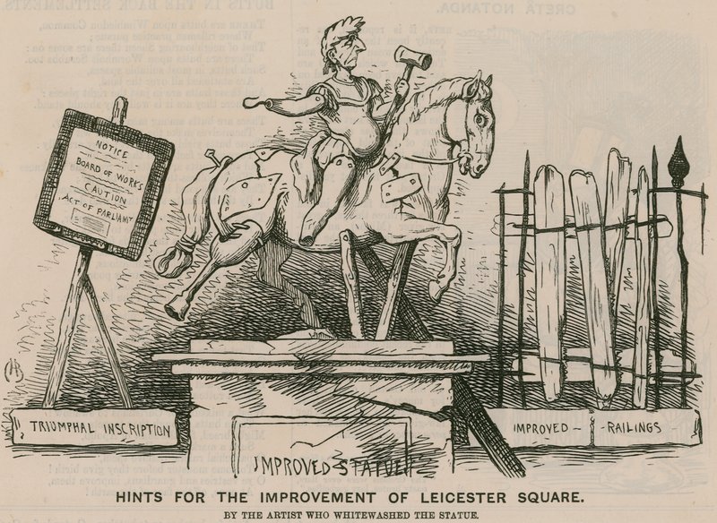Tips til forbedring av Leicester Square av kunstneren som kalket statuen av English School