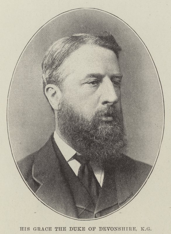 Hans nåde hertugen av Devonshire, KG (litho) av English School