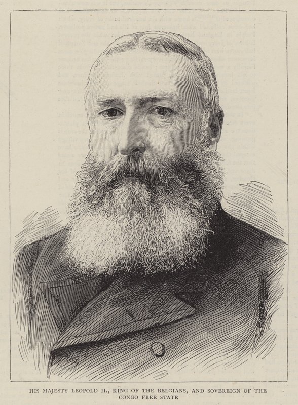 Hans Majestet Leopold II, kongen av belgierne og suveren av Kongo-fristaten (gravering) av English School