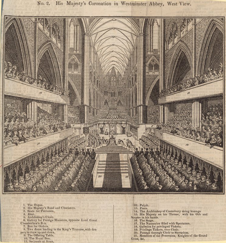 Hans Majestets kroning i Westminster Abbey, West View av English School