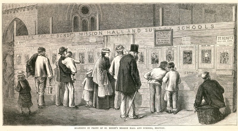 Hamstring foran St Benets Mission Hall and Schools, Stepney av English School