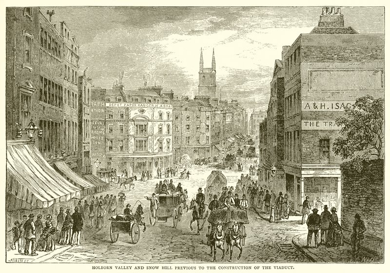 Holborn Valley og Snow Hill før byggingen av viadukten av English School