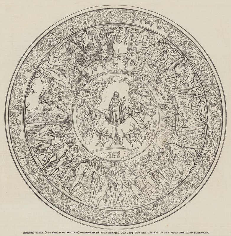 Homeric Table, the Shield of Achilles, designet av John Henning, Junior, Esquire (gravering) av English School