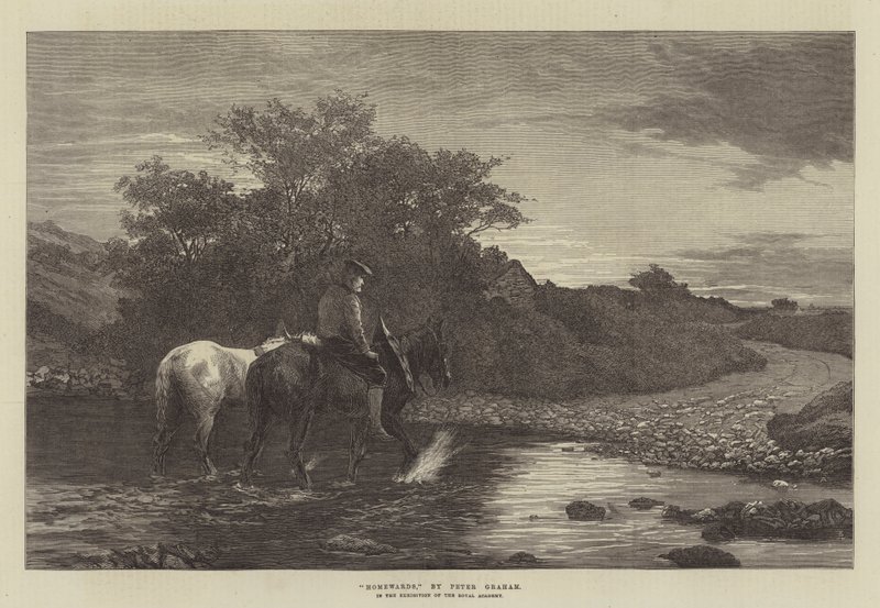 "Homewards," i utstillingen til Royal Academy (gravering) av English School