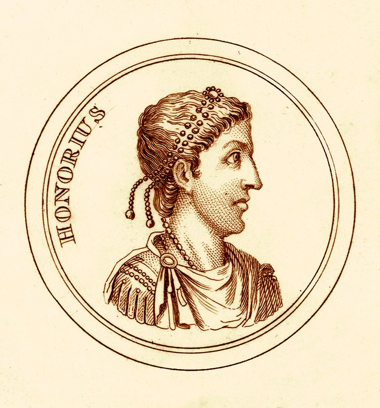 Honorius, illustrasjon fra The Universal Historical Dictionary av George Crabb, utgitt 1825 (digitalt forbedret bilde) av English School