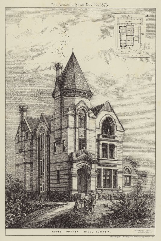 Hus Putney Hill, Surrey (gravering) av English School
