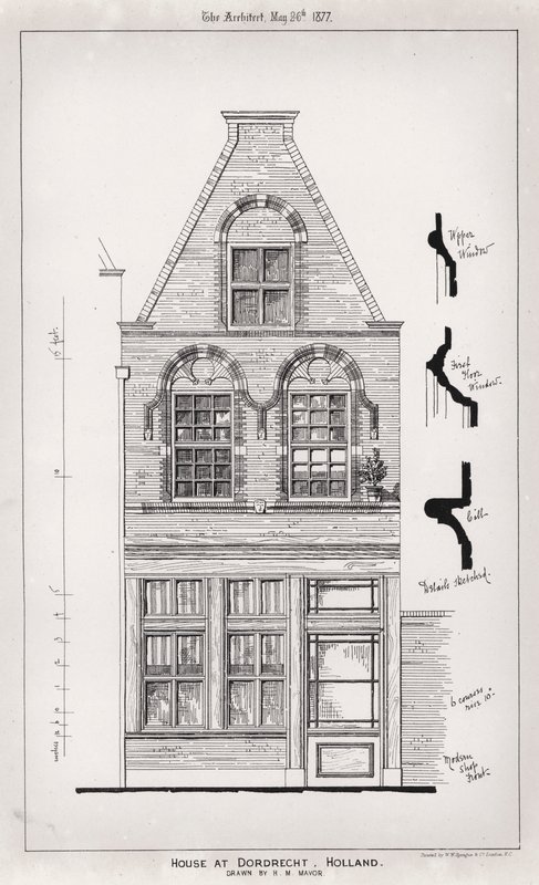 Hus i Dordrecht, Holland (gravering) av English School
