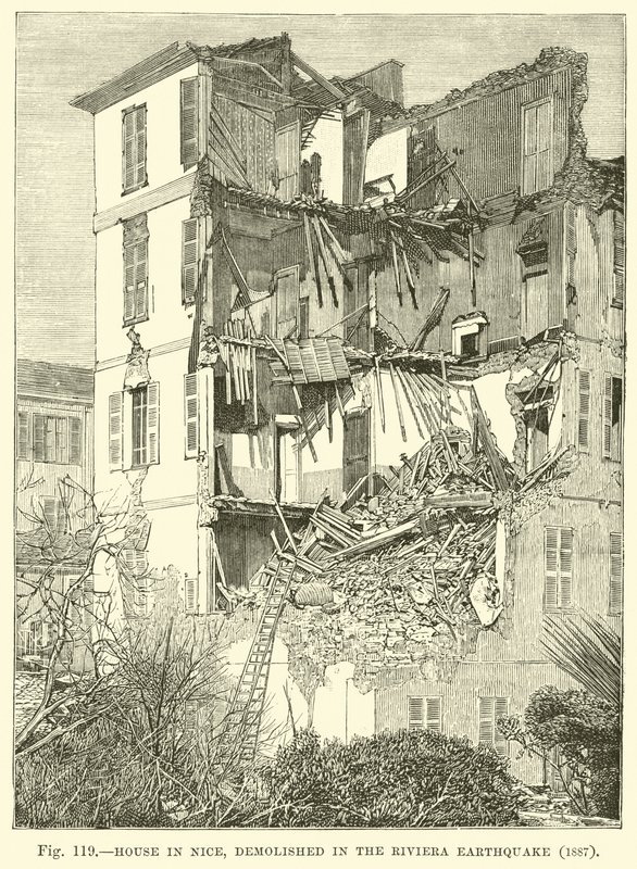 Hus i Nice, revet i Riviera-jordskjelvet, 1887 av English School