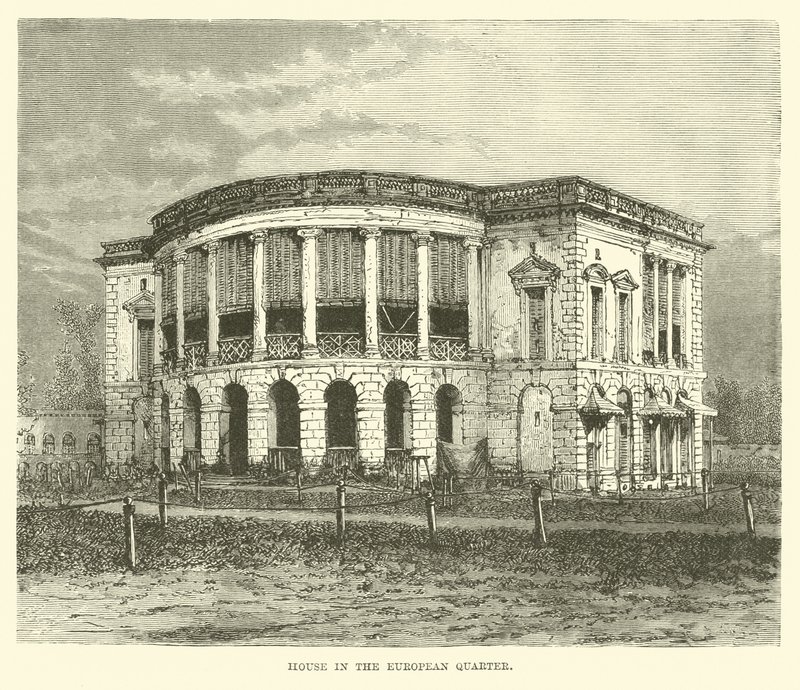 Hus i det europeiske kvarteret, Calcutta, India av English School