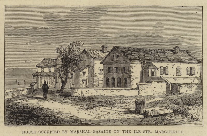 Hus okkupert av marskalk Bazaine på Ile Sainte Marguerite (gravering) av English School