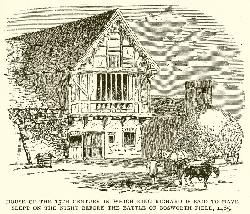 House of the 15th Century der kong Richard sies å ha sovet på natten før slaget ved Bosworth Field, 1485 av English School